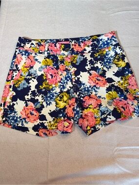 Isaac Mizrahi Floral Bermuda Shorts - Pink, Navy & Yellow